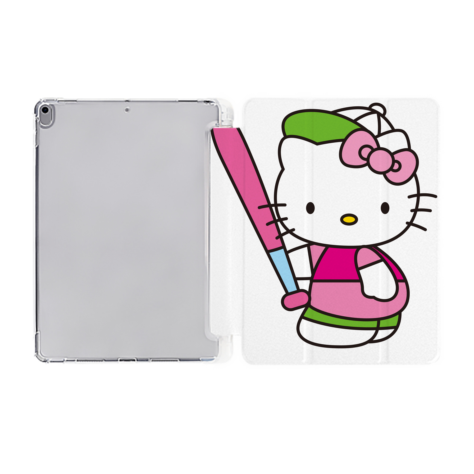 （画像用） Hello Kitty ハローキティ IPad ケース ペン収納付き 三つ折りスタンド PUレザー×シリコン 対応機種9.5/10.5/10.9インチ